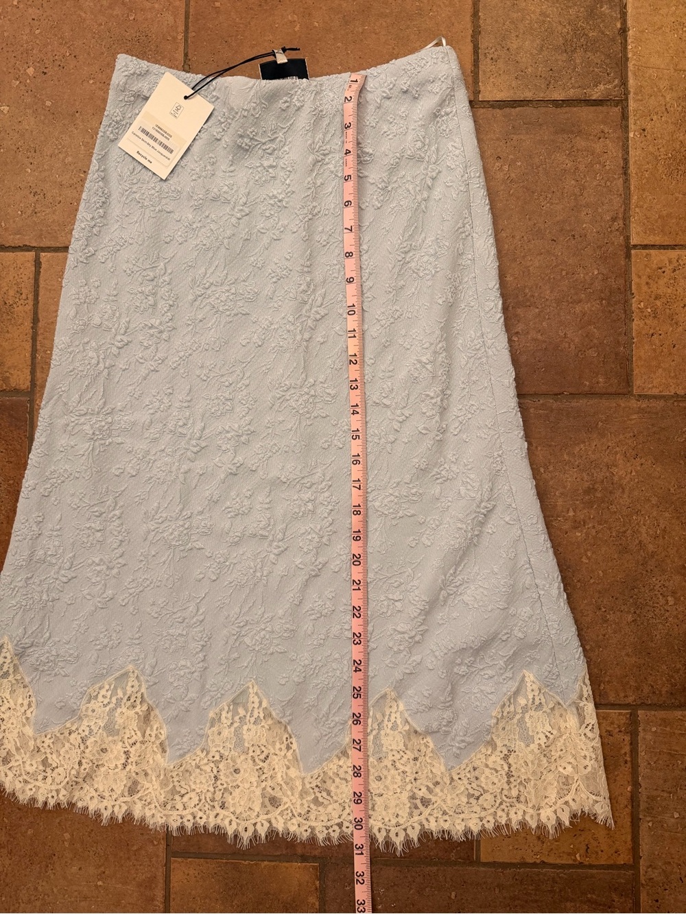 Reformation Powder Blue Lace-Trim Midi Skirt - Picture 5 of 7
